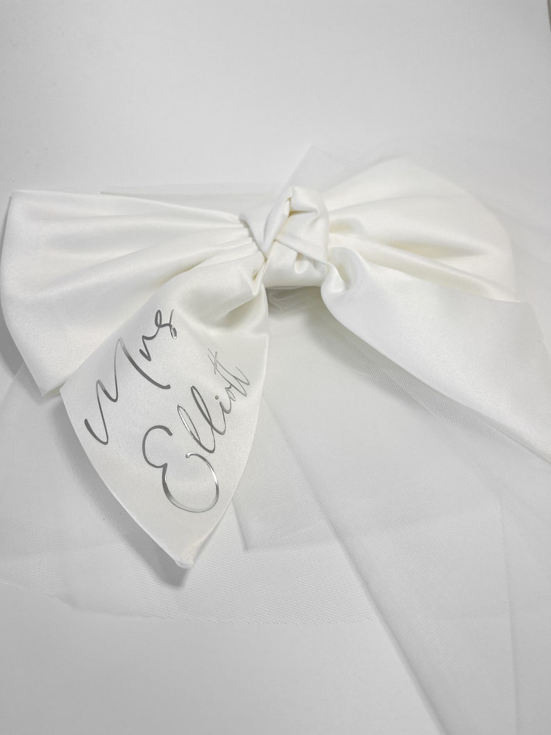 Personalised Bridal Veil Bow Clip image 6