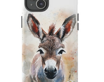 Donkey Phone Case, Cute Farm Animal Watercolor Cell Phone Cover, iPhone, Samsung, Pixel, Ranch Phone Case Gift