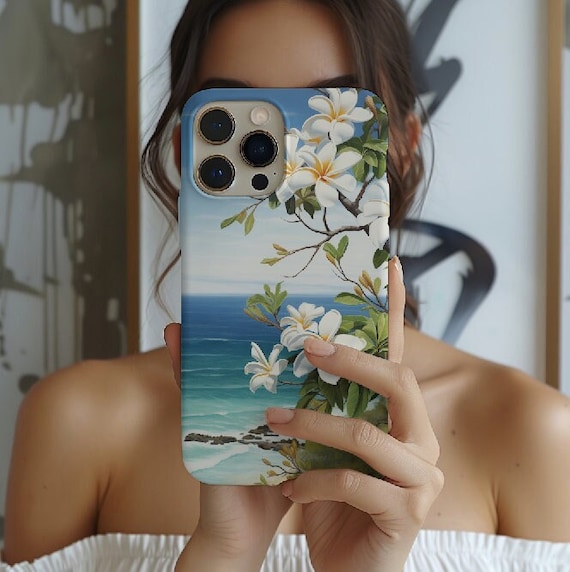 Hawaii Plumeria Beach Phone Case: Tropical Island Art iPhone 17-11 Samsung S25-S21 Pixel
