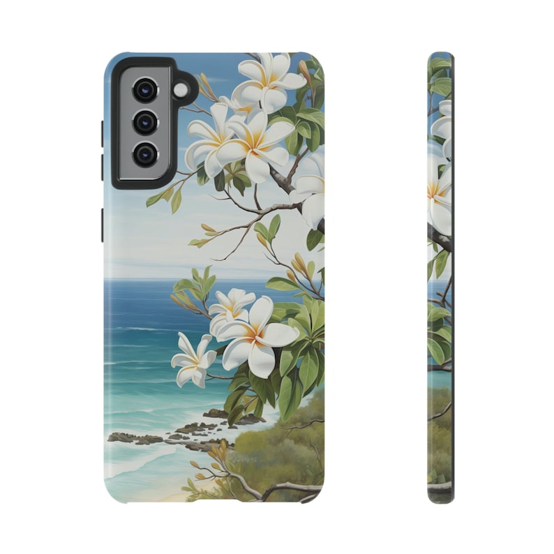 Plumeria Beach Vintage Hawaii Phone Case  Samsung S23,S22,S21,S20,S10 Hawaiian Island Art Phone Cover