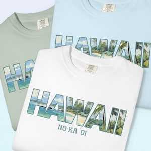 Hawaii T-Shirt, Vintage Hawaiian Beach Shirt, Island Style Travel Tee, Beach Coverup, Summer Top