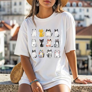 Cooles Katzen-Shirt Lustiges Katzen-T-Shirt Katzenliebhaber Geschenk Katzen-Grafik-T-Shirt Kätzchen-Liebhaber T-Shirt Komfort Farben Shirt Katzenmama Geschenkidee