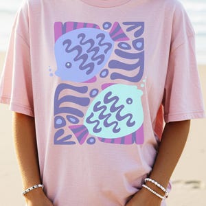 Boho fish shirt, fisherman aesthetic tee, comfort color vintage tee, coastal graphic tee, nautical tshirt, aquarium shirt, beach coverup