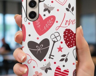 Custodia per telefono a forma di cuore, custodia per telefono a forma di cuore per San Valentino, cover per telefono a forma di cuore rosso e rosa, regalo di San Valentino per lei, iPhone, Samsung, Pixel