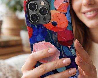 Custodia per telefono con fiore di papavero: grafica floreale pittorica, doppio strato protettivo