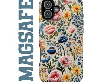 Bloemen MagSafe iPhone-hoesje: botanisch ontwerp met geborduurde look