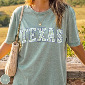 Texas T-Shirt with Bluebonnets, State Flower Shirt, Lone Star Pride, Southern Style Comfort Colors Texas Tee