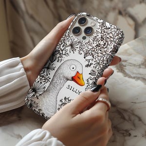 Silly Goose Phone Case for iPhone Samsung Pixel - Cute Goose Illustration, Slim Protective Phone Cover