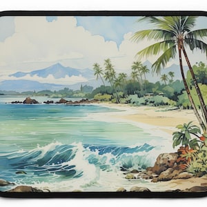 Vintage Hawaii Beach Scene Art Laptop Sleeve, Tablet, Kindle Sleeve, 7&quot; 10&quot;, 13&quot;, 15&quot;, 17&quot;  Tropical Art Laptop Sleeve, Classic Island Style