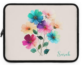 Funda personalizada para portátil con flores prensadas, funda botánica para iPad, funda para MacBook con nombre, regalo