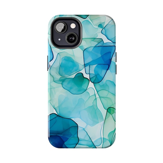 Beach Glass iPhone Tough Case, Turquoise Blue Case for iPhone 17 16 15 14 13 12 11 - Supports Wireless Charging - Gift for Her
