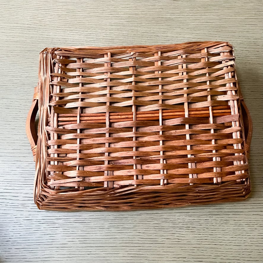 Rectangular Large Wicker Tray With Handles Etsy