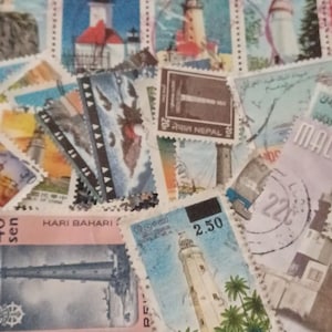 25 Unique LIGHTHOUSE topical, collectable stamps