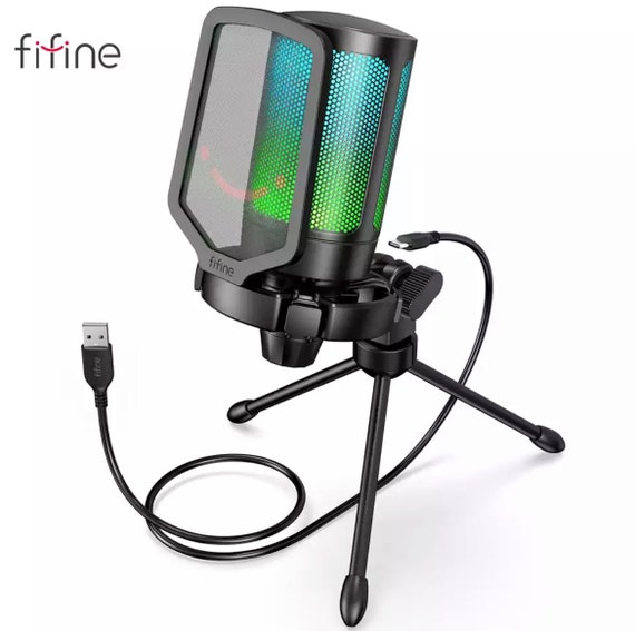 FIFINE Ampligame USB Microphone for Gaming Streaming With Pop Filter Shock  Mount&gain Control,condenser Mic for Laptop/computer 