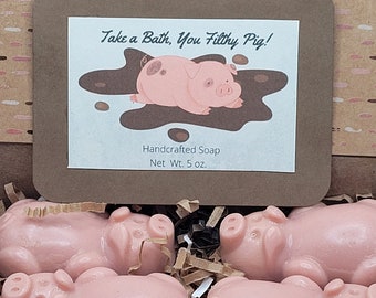 Pig Soap Set: Funny Gift, Handcrafted Soaps (5 oz)