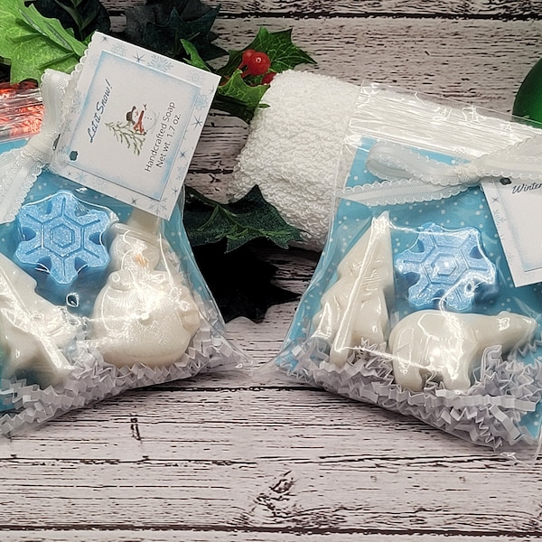 Stocking Stuffer, Christmas Soaps, Christmas Hand Soaps, Guest Soaps, Christmas Gift Set, Hostess Gift, Party Favors, Handmade Soap Favors,