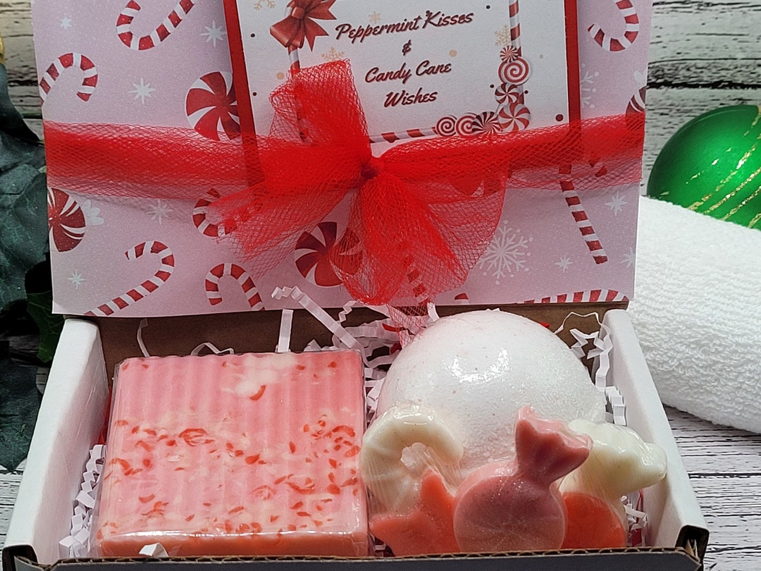 Candy Cane Soap, Soap Gift Box, Peppermint Handmade Soap, Hostess Gift