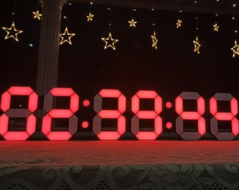 Large LED Digital Wall Clock: WiFi, RGB, Countdown, Thermometer