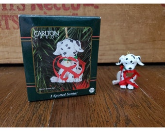 CARLTON CARDS #161 Dalmation "J'ai repéré le Père Noël !" Ornement