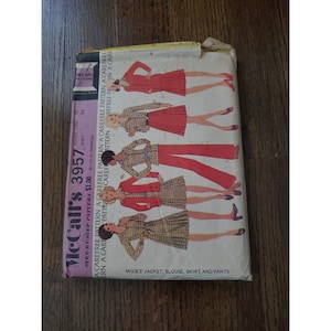 vintage McCall&#39;s Pattern 3957 From 1974 Misses Size 12 Jacket Blouse Skirt Pants