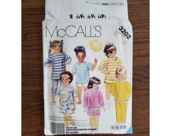 Vintage 1987 McCall's Children's Pattern 3202 Girls Size 2-3-4 CUT