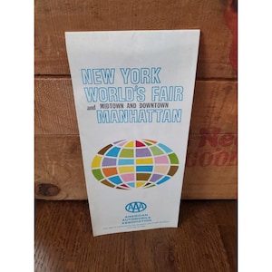Vtg 1964 New York World's Fair & Midtown Manhattan AAA Karte