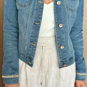 Boho Denim Jacket for Women – Handmade Embroidered Jean Jacket – Festival Outfit – Floral Bohemian Coat