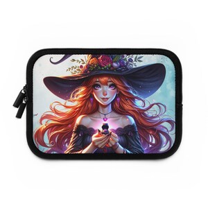 Witchy Laptop Sleeve, Witch Gift, Gothic Tech Accessory, Halloween Laptop Case, Witchcraft Proposal Design