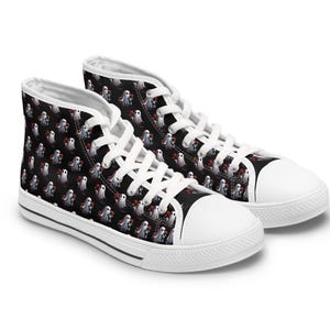 Ghost Friends High Tops, Spooky Romantic Sneakers, Women&#39;s Halloween Shoes, Cute Gothic Footwear, Haunted Love Sneakers