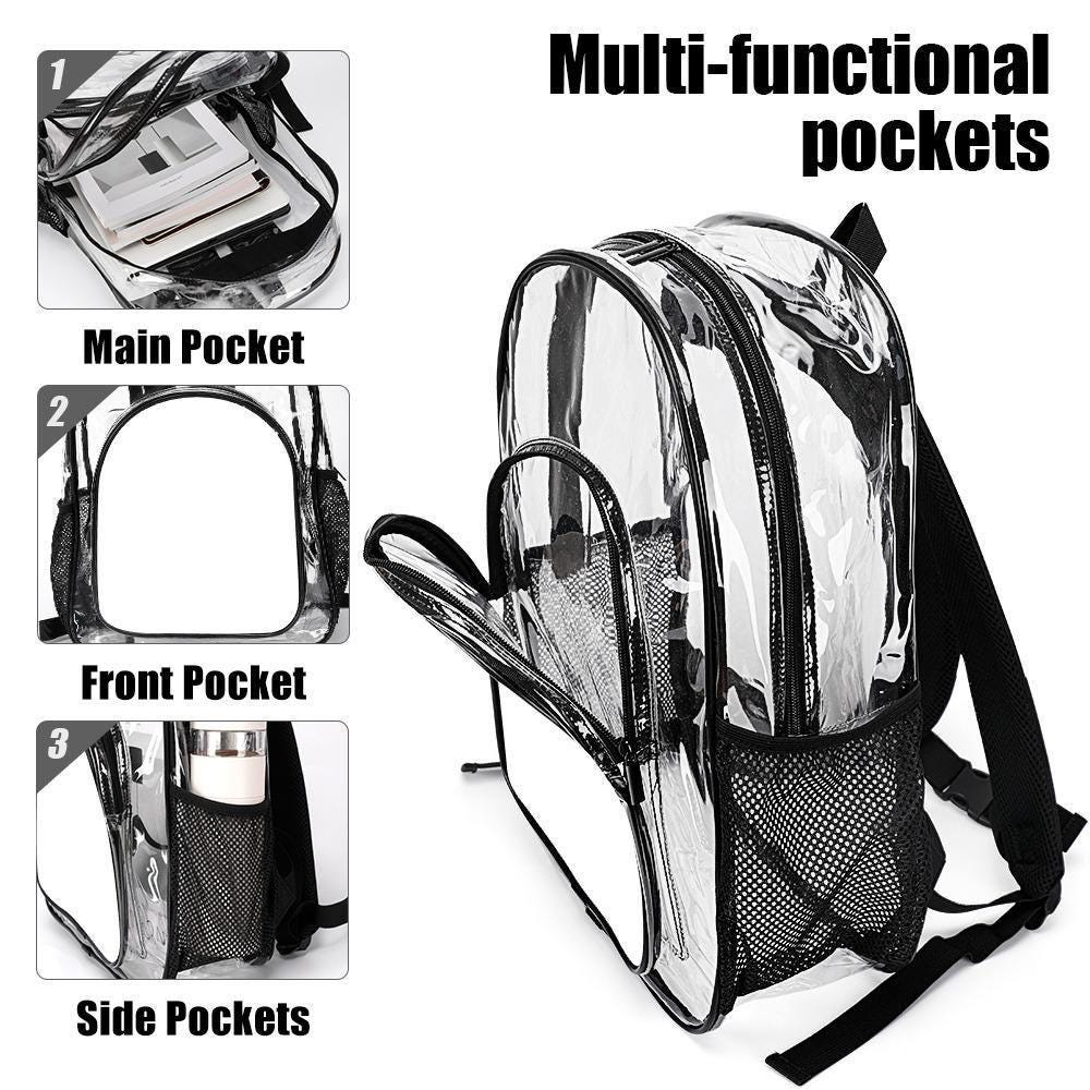 Transparent Backpack Clear School Bag with Padded Straps, Lightweight, Durable, Perfect for Travel, Concerts & Everyday Use