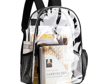 Transparent Backpack Clear School Bag with Padded Straps, Lightweight, Durable Tote for Travel, Concerts & Security-Friendly Use