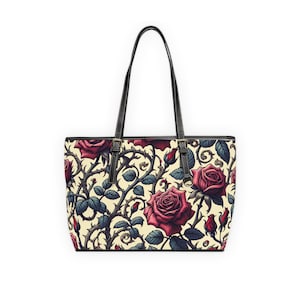 Rosen Print Umhängetasche, Floral Geldbörse, Romantische Geldbörse, Rosen und Reben, Einzigartige Floral Tote,