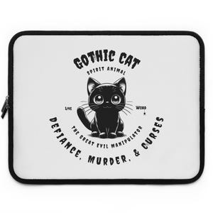 Funda para computadora portátil / Funda para computadora portátil con diseño de gato gótico, funda para tableta con diseño de felino brujo, diseño espeluznante de Halloween, funda para computadora gótica alternativa