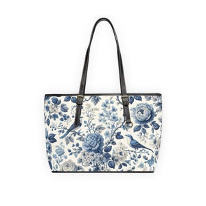 Blue Floral Shoulder Bag - Whimsical Crossbody Purse & Everyday Fashion Handbag, Unique Flower Print Style