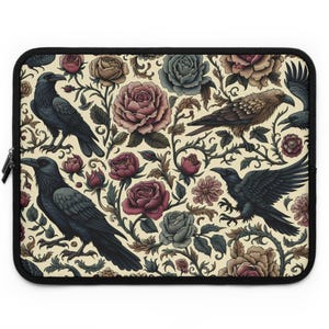 Laptop Sleeve - Nevermore Raven Design Tech Case, Gothic Tablet Cover, Creepy Macbook Bag, Literary Quote Accessory
