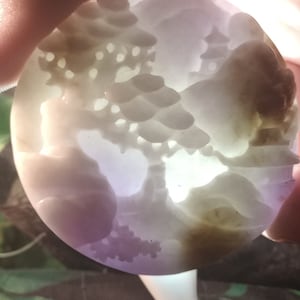 Certified  grade A Jadeite Lavender Jade Landscape Pendant  poet&#39;s garden, fei cui, free chain