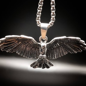 Norse raven necklace Odin viking gift steel necklace pendant crow