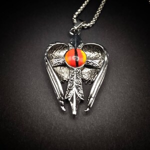 Evil eye winged cross stainless necklace pendant