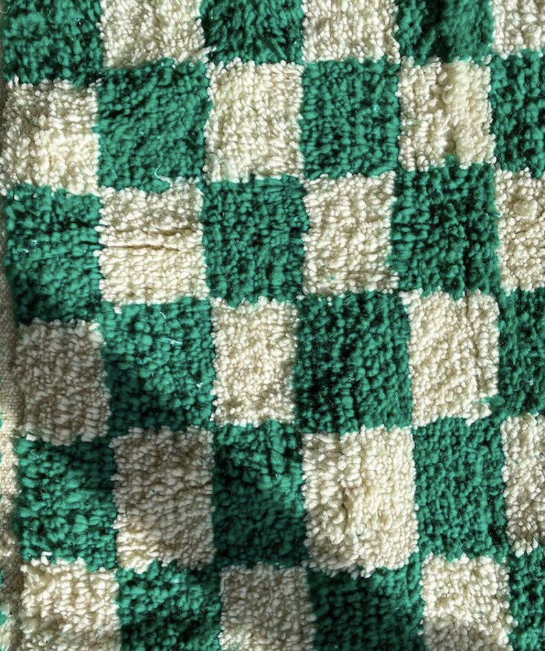 Green Checkered Rug Large Moroccan Green Checkered Area Rug Etsy