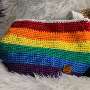 Rainbow Flag Crochet Bag Pattern, Pride Flag, Tapestry Crochet Bag Pattern, Crochet Bag Pattern, Large Shoulder Bag, Digital Download Only
