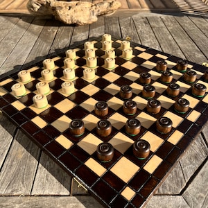 Handmade Wooden Checkers Game