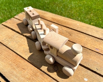 Train en bois nature fait main