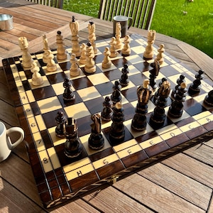 Juego de Ajedrez Premium XXL 60x60 cm Madera Hecha a Mano