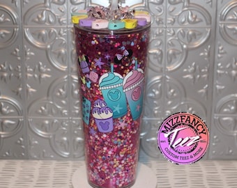 24oz snow globe tumbler with topper