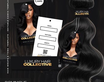 Hair Bundle Packaging Template: Printable Tags & Wraps - Canva Design (Digital Download)