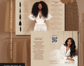 Hair Trifold Brochure Template: Printable Z-Fold Flyer (Canva Editable, 11x8.5 in, PDF Download)