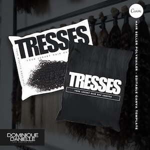 Luxury Hair Bundle Polymailer Template: Editable Packaging Design (10x13 in, Canva PDF)