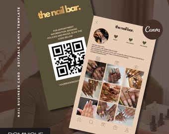 Nail Business Card Template: QR Code Canva Design (2.5x3 in, Digital Download)