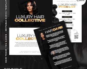 Editable Luxury Hair Thank You Card Template: Canva Design (Digital Download)