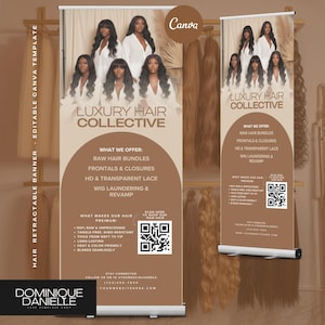 Hair Business Retractable Banner Template: Salon & Pop-Up Display (Canva Editable, Digital Download)